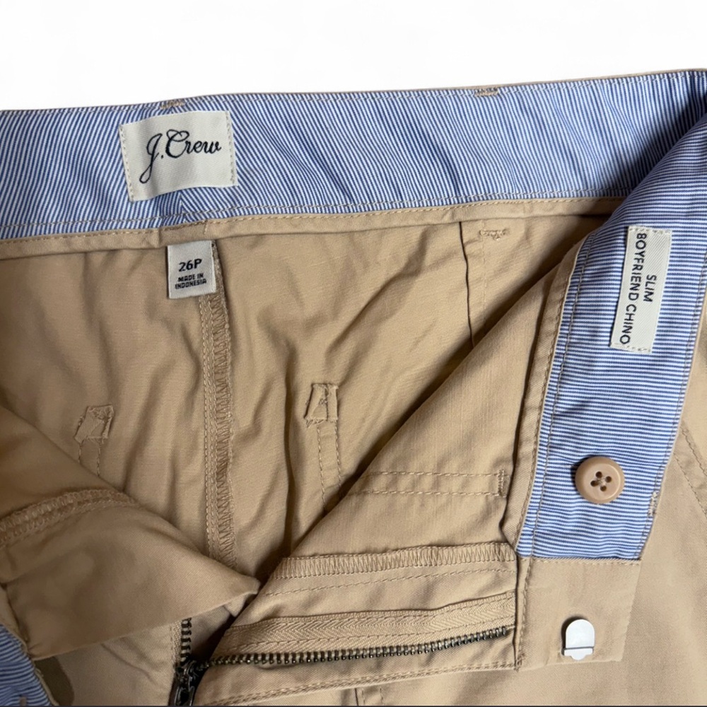 J. Crew Slim Boyfriend Chino Pants Tan Beige Petit 26P Style BF497 Re-Imagined - Picture 4 of 10